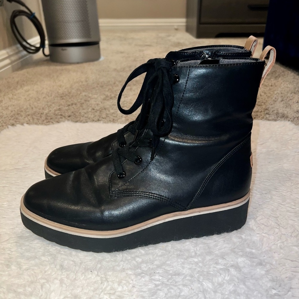 Dr. Scholl's Local Mid Calf Women 7.5 Comfort Combat Boot Black Zip Up Shoe